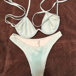 Light Blue Textured Bikini Set